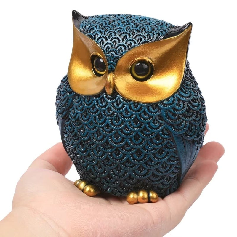Artpaul Owl Figurines Home Decor Accents Small Décor Items for Shelf Decorations for Living Room Office, Gifts for Owl Lover (Blue) - Image 2